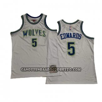 Canotte Minnesota Timberwolves Anthony Edwards NO 5 Mitchell & Ness 2023-24 Bianco