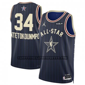 Canotte All Star 2024 Milwaukee Bucks Giannis Antetokounmpo NO 34 Blu