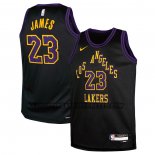 Canotte Bambino Los Angeles Lakers LeBron James NO 23 Citta 2023-24 Nero