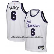 Canotte Bambino Los Angeles Lakers LeBron James NO 6 Citta 2022-23 Bianco