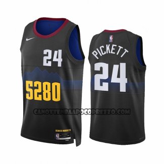 Canotte Denver Nuggets Jalen Pickett NO 24 Citta 2023-24 Nero