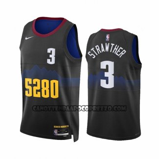 Canotte Denver Nuggets Julian Strawther NO 3 Citta 2023-24 Nero