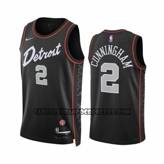 Canotte Detroit Pistons Cade Cunningham NO 2 Citta 2023-24 Nero