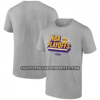 Canotte Manica Corta Los Angeles Lakers 2024 NBA Playoffs Grigio