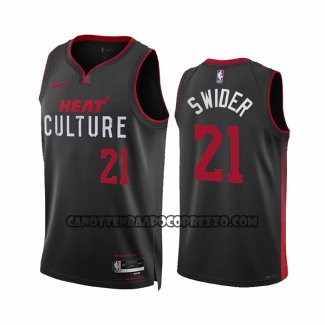 Canotte Miami Heat Cole Swider NO 21 Citta 2023-24 Nero