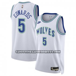 Canotte Minnesota Timberwolves Anthony Edwards NO 5 Classic 2023-24 Bianco