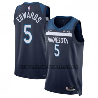 Canotte Minnesota Timberwolves Anthony Edwards NO 5 Icon Blu