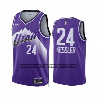 Canotte Utah Jazz Walker Kessler NO 24 Citta 2023-24 Viola