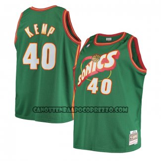 Canotte Bambino Seattle Supersonics Shawn Kemp NO 40 Historic Throwback Verde2