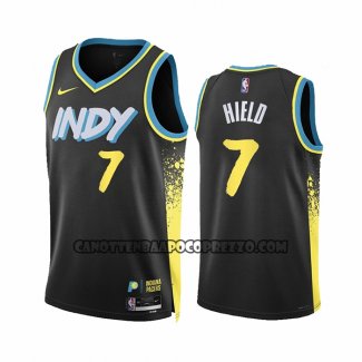 Canotte Indiana Pacers Buddy Hield NO 7 Citta 2023-24 Nero